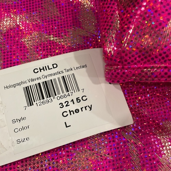 Eurotard Size Large Girls Tank Style STRETCH Leotard NWT Holographic Wave Cherry - Picture 5 of 5